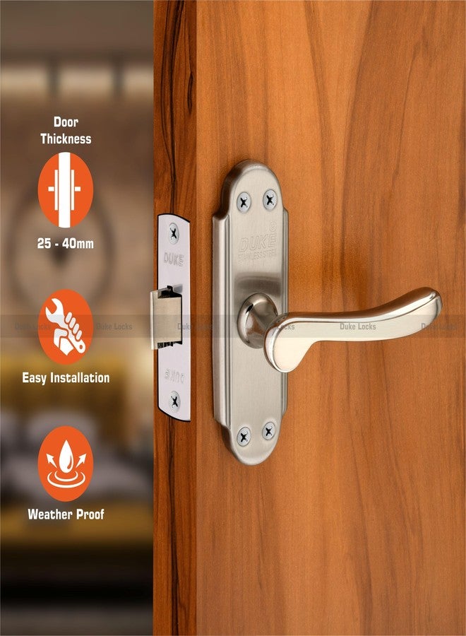 DUKElocks طقم قفل باب صغير من ديوك لوك 2003 SS للأبواب الرئيسية والمطابخ وغرف النوم والمكاتب، جسم مزلاج نحاسي بتصميم فاخر ولون من الفولاذ المقاوم للصدأ 100 مم (5 بوصة). - Image 2